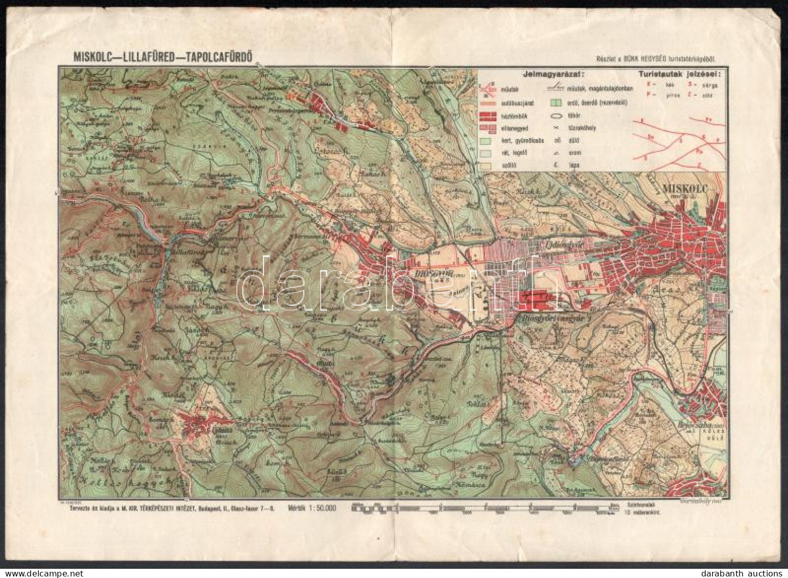 1937 Miskolc-Lillafüred-Tapolcafürdő (Részlet A Bükk Hegység Turistatérképéből), 1 : 50.000, Bp., M. Kir. Térképészeti I - Sonstige & Ohne Zuordnung