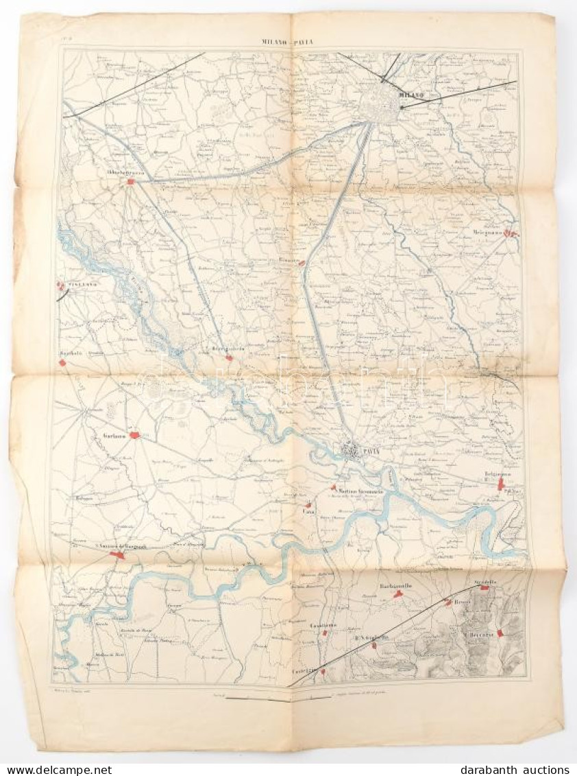 Cca 1910 Milano-Pavia Környékének Térképe. / Map Of Milano Pavia 42x57 Cm - Andere & Zonder Classificatie