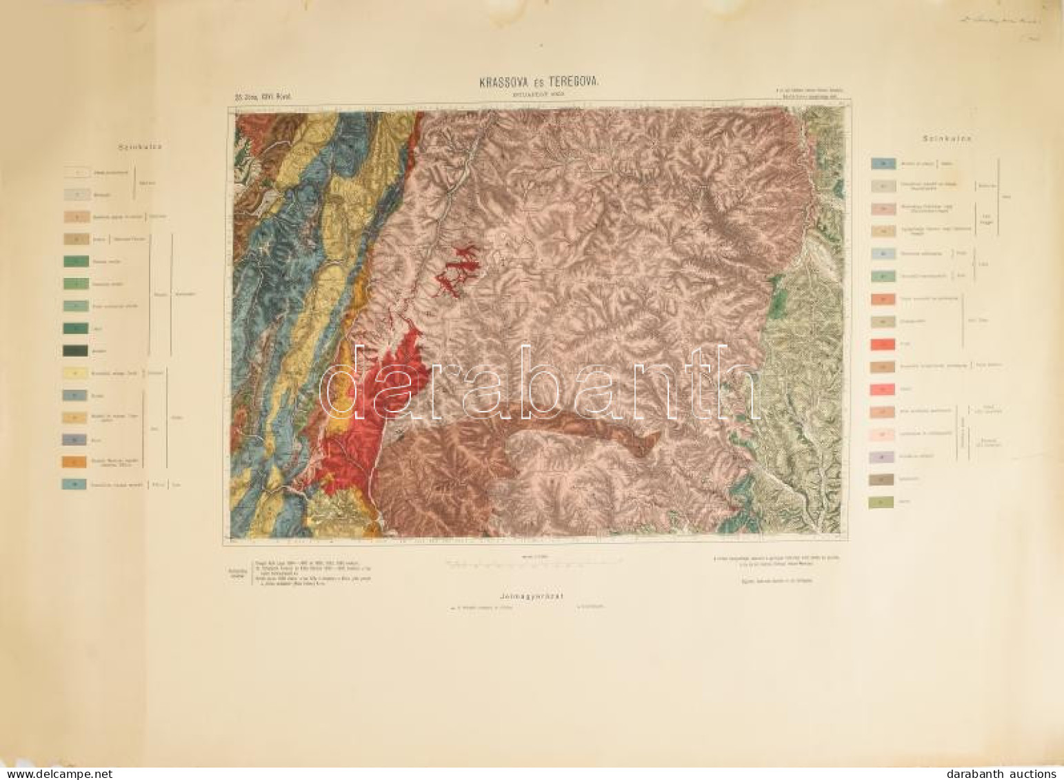 Krassova és Teregova Környékének Földtani Térképe 25. Zóna XXVI. Rovat, Geológiai Térkép. Rjz. Gabrovitz Camillo; Litogr - Other & Unclassified