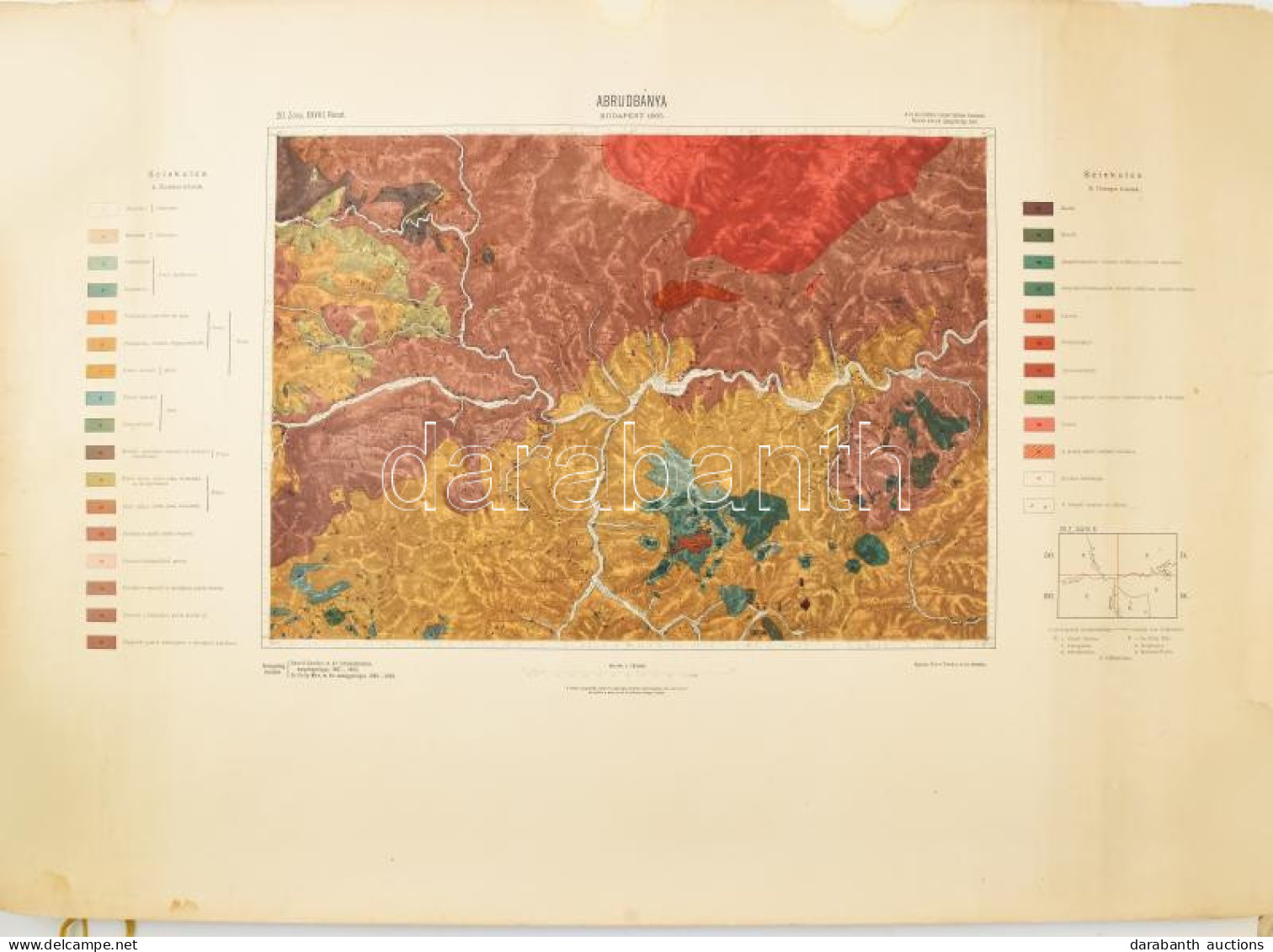 Abrudbánya Környékének Földtani Térképe 25. Zóna XXVI. Rovat, Geológiai Térkép. Rjz. Gabrovitz Camillo; Litográfia. Mére - Sonstige & Ohne Zuordnung
