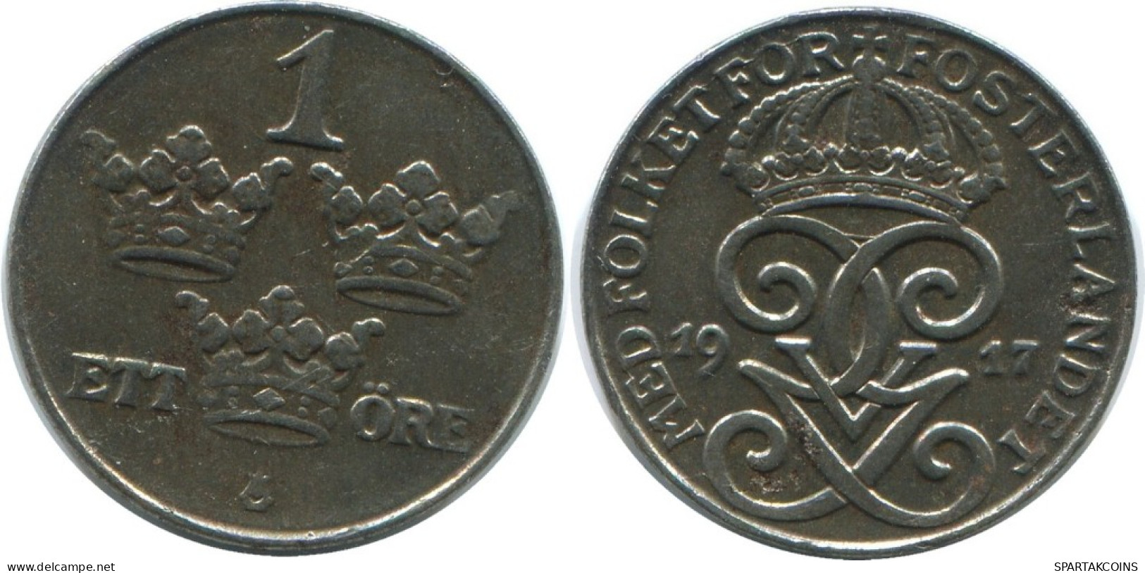 1 ORE 1917 SCHWEDEN SWEDEN Münze #AD159.2.D.A - Suède
