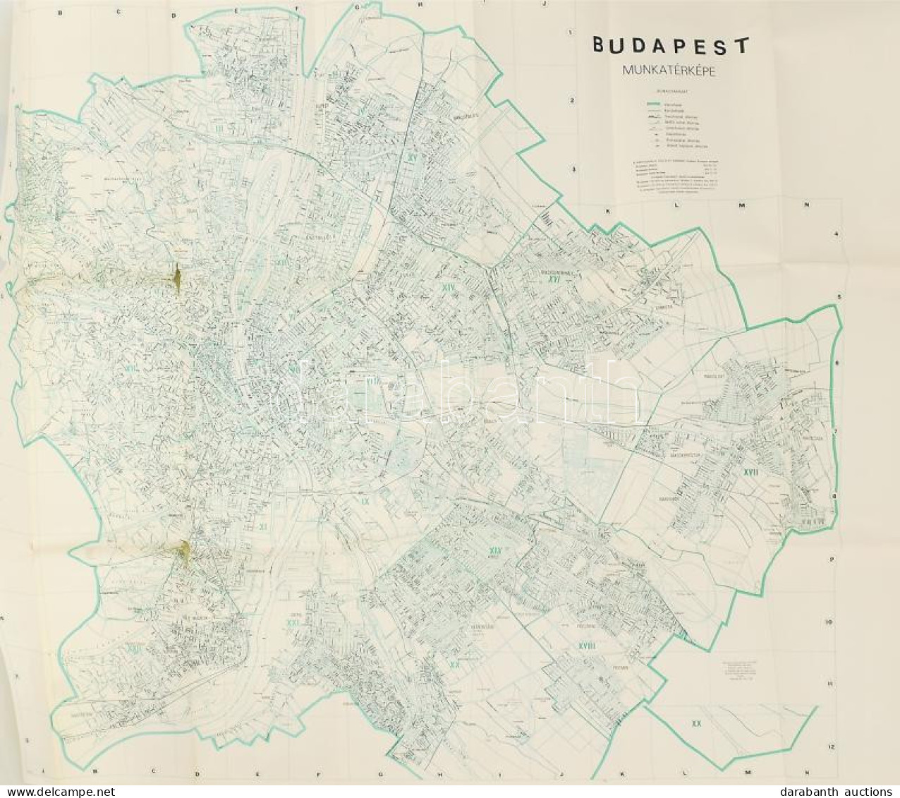 1979 Budapest Munkatérképe, Nagyméretű Térkép, Hátoldalán Utcajegyzékkel, Bp., Kartográfiai Vállalat, Kis Szakadásokkal, - Altri & Non Classificati