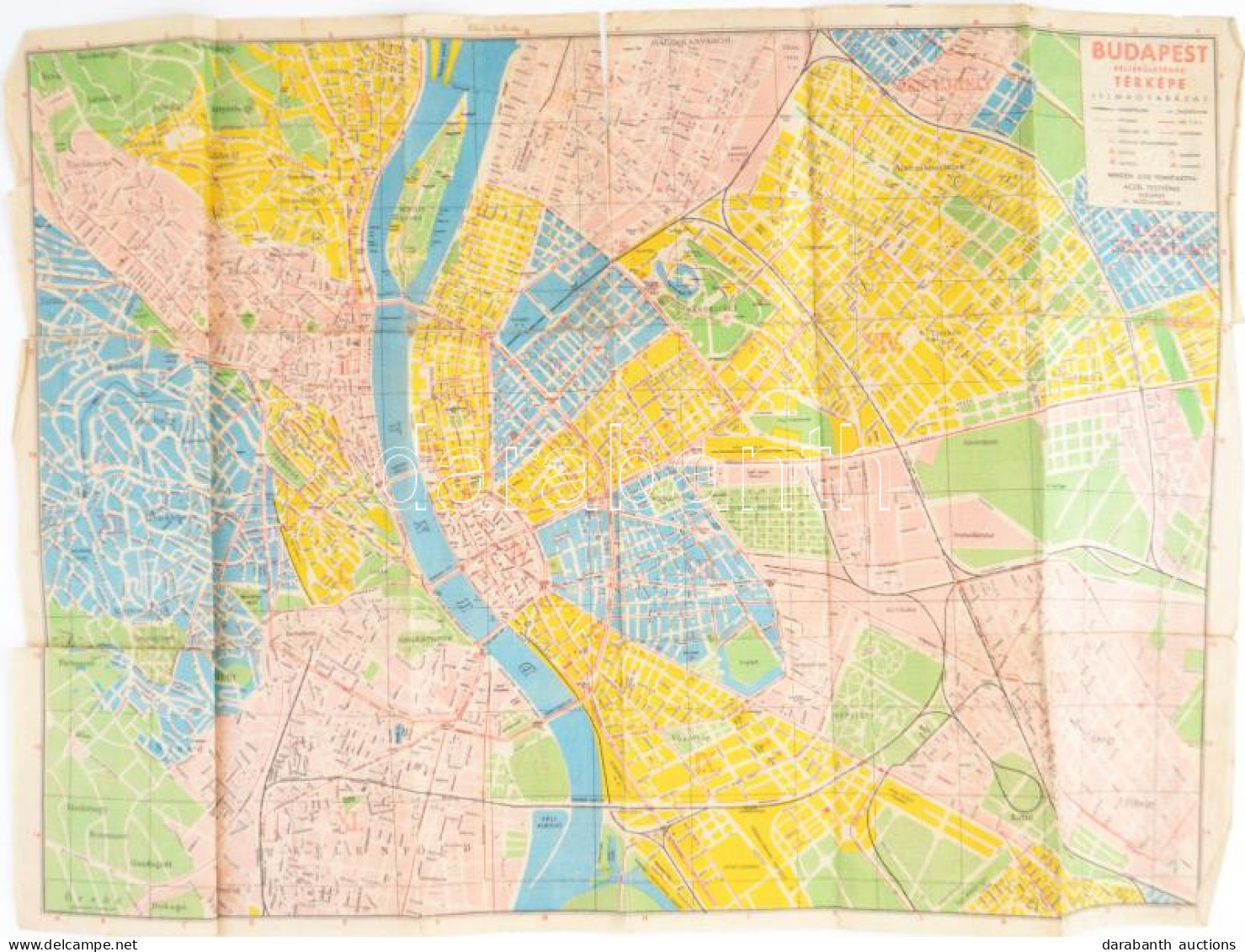 1942 Budapest Belterületének Térképe - Budapest Utcái és Terei (utcajegyzék). Bp., Aczél Testvérek Kiadása, Szakadásokka - Autres & Non Classés