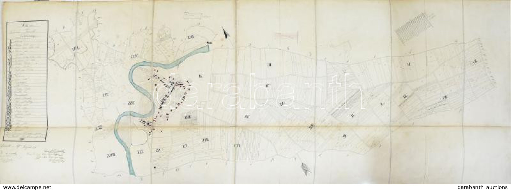 1856 Berzék (Borsod Vármegye) Nagy Méretű Kézzel Rajzolt Térképe A Környező Földekkel. Valamint A Dűlők Leírásával. Vász - Sonstige & Ohne Zuordnung