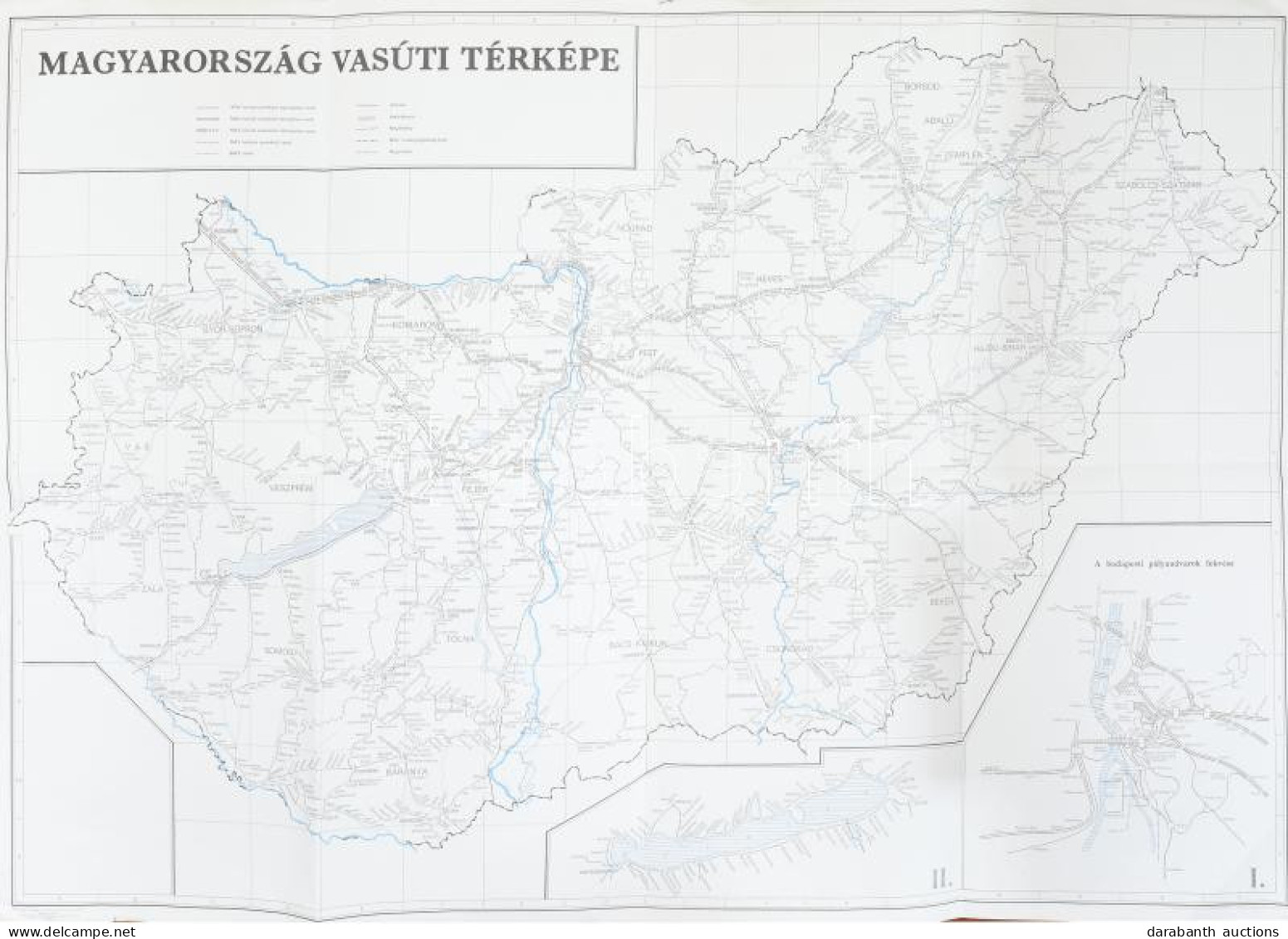1978 Magyarország Vasúti Térképe, Kartográfiai Vállalat Budapest, 116×82 Cm - Other & Unclassified