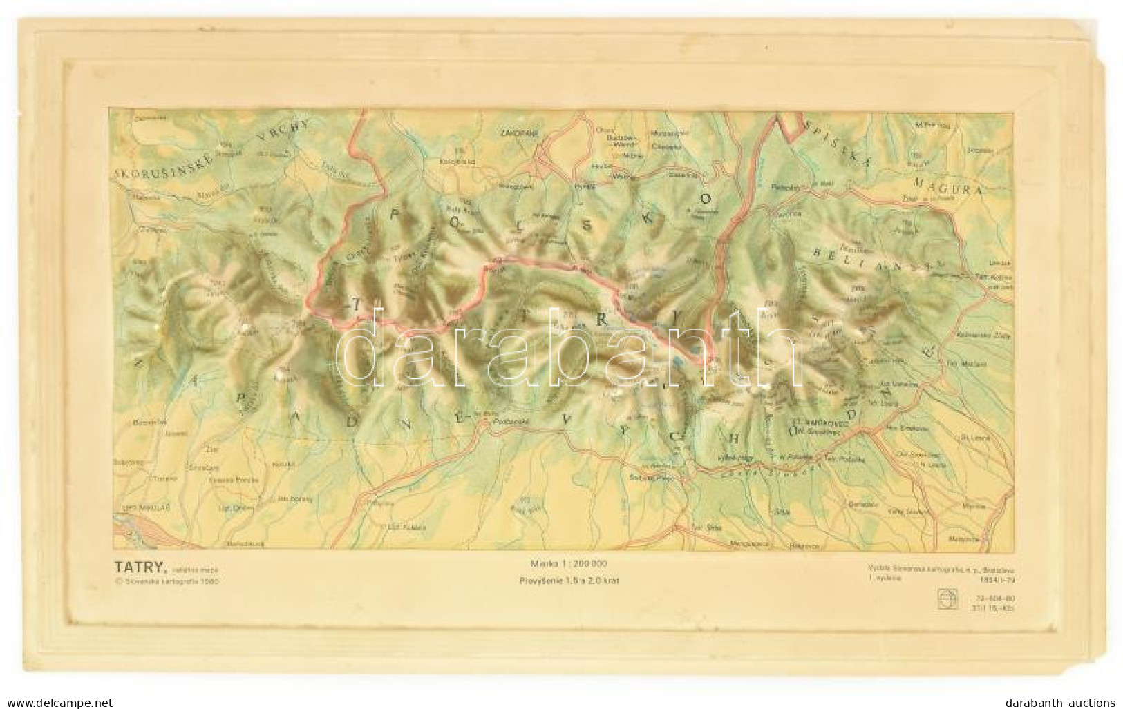 1980 Tatry / Tátra, 2 Db 3D-s Domborzati Térkép, Kisebb Sérülésekkel, 33,5x20,5 Cm - Other & Unclassified