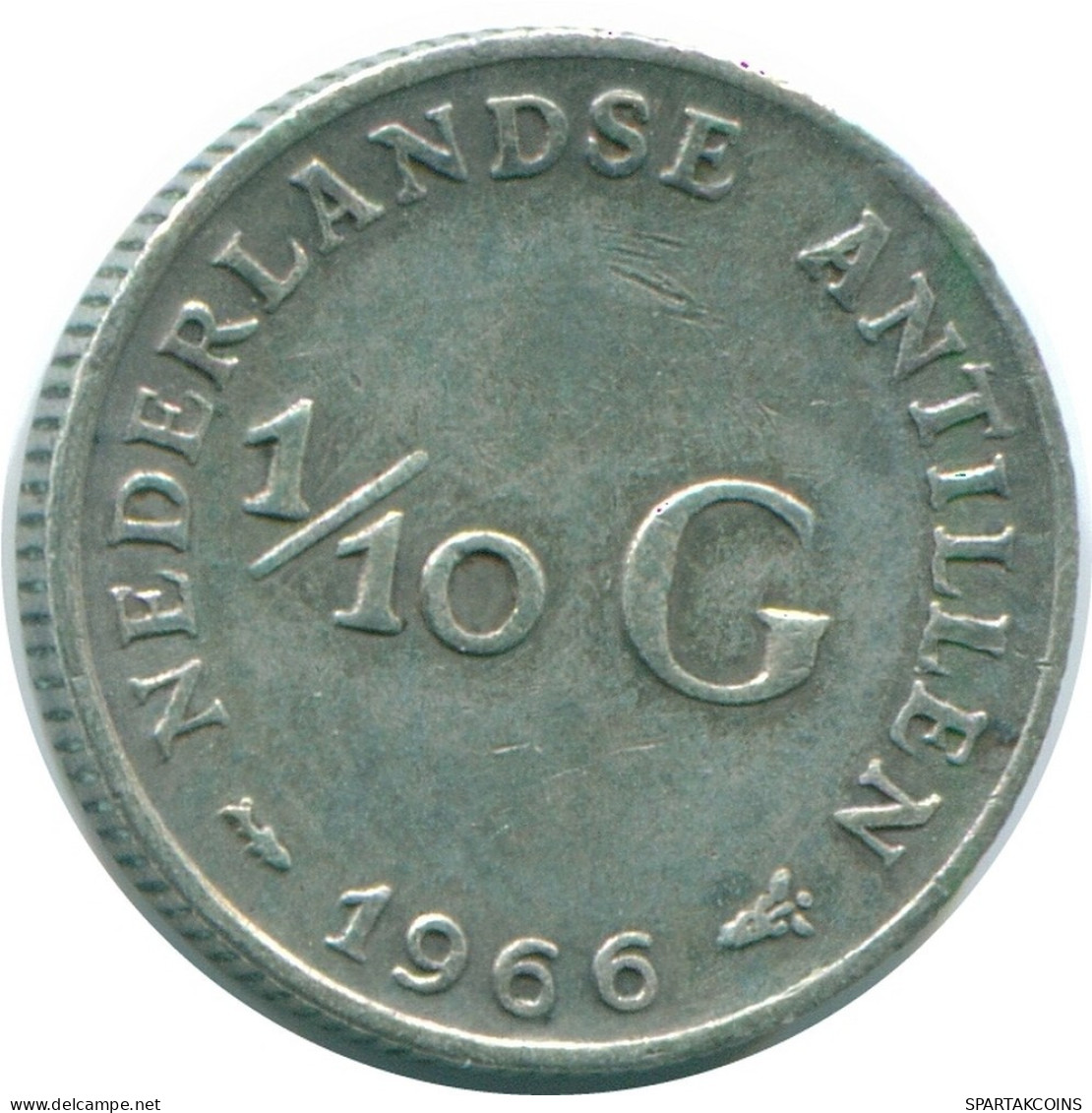 1/10 GULDEN 1966 NETHERLANDS ANTILLES SILVER Colonial Coin #NL12681.3.U.A - Netherlands Antilles