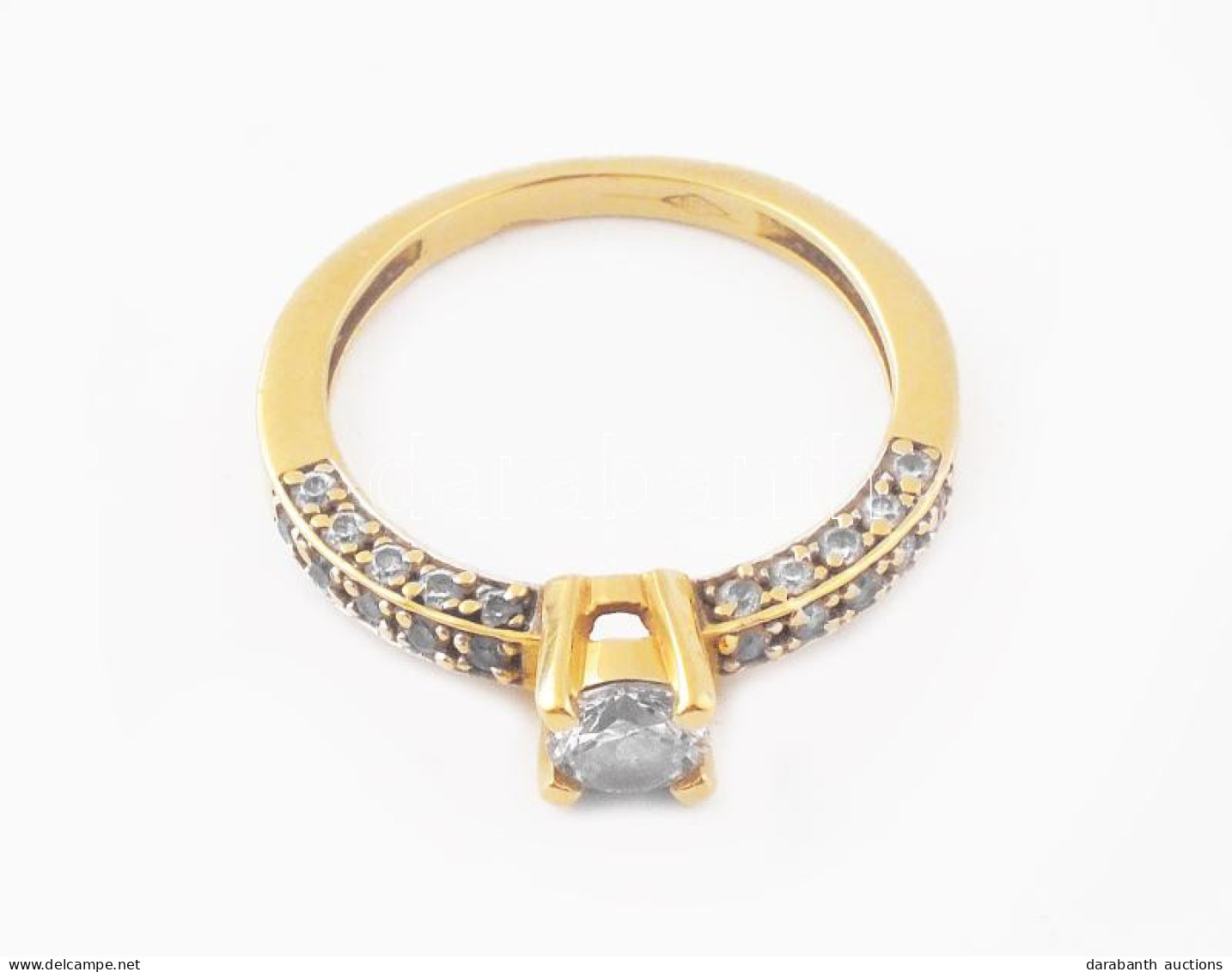 Arany (Au) 14K Sokköves Gyűrű, Jelzett, Méret: 55, Bruttó: 2,5 G - Autres & Non Classés