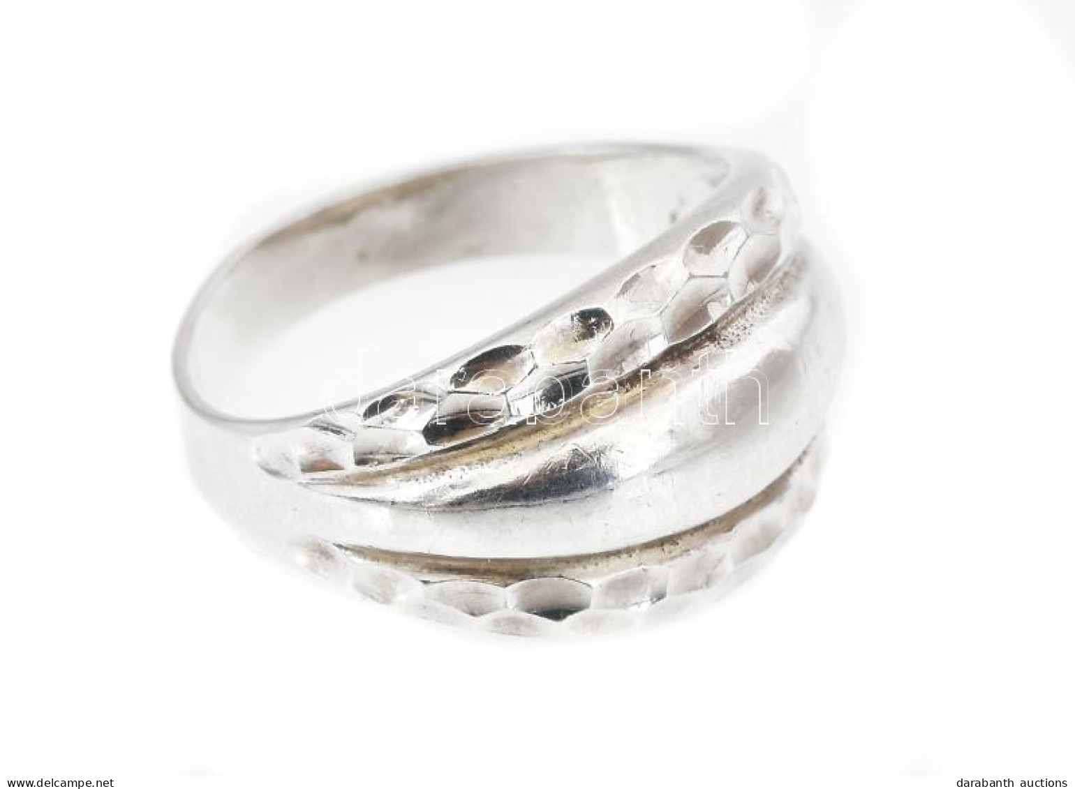 Ezüst(Ag) Bordázott Szélű Gyűrű, Jelzett, Méret: 55, Nettó: 3,3 G - Other & Unclassified