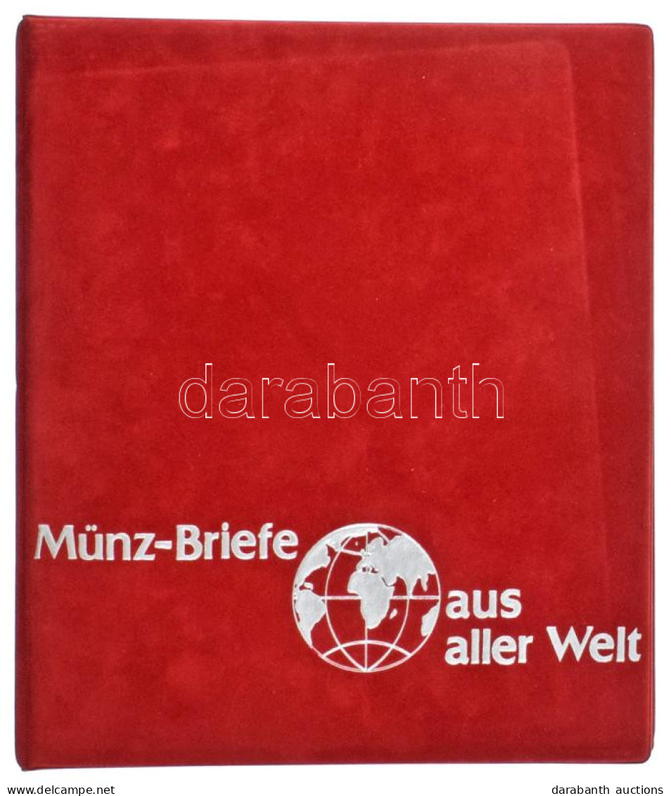 "Münz Briefe Aus Aller Welt" Piros, Plüssborítású, Négygyűrűs Album, 30db Kettes Osztású Berakólappal. Használt, Jó álla - Unclassified