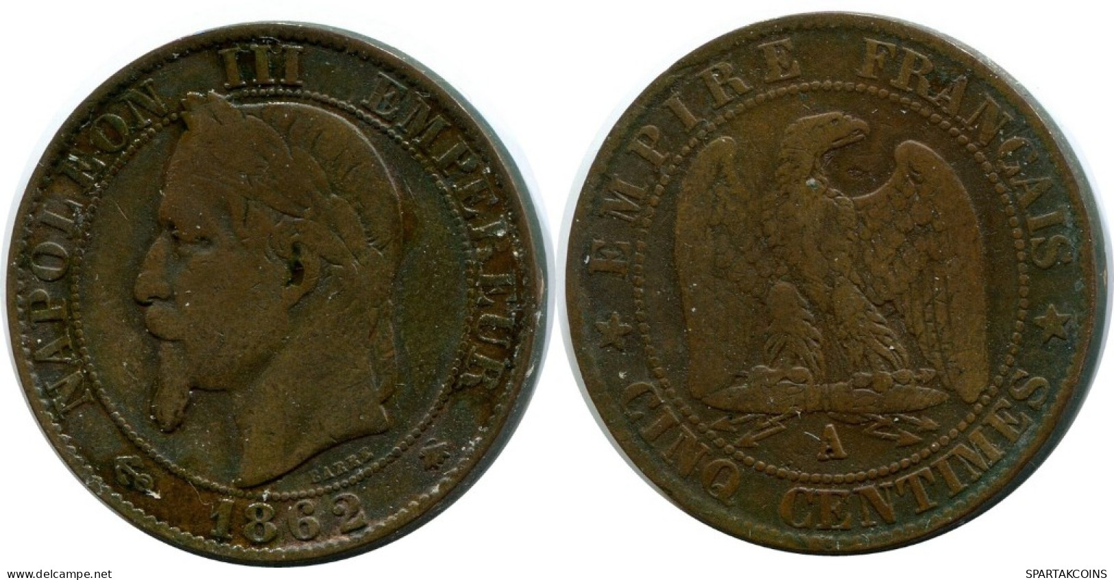 5 CENTIMES 1862 A FRANKREICH FRANCE Napoleon III Französisch Münze #AM949.D.A - 5 Centimes