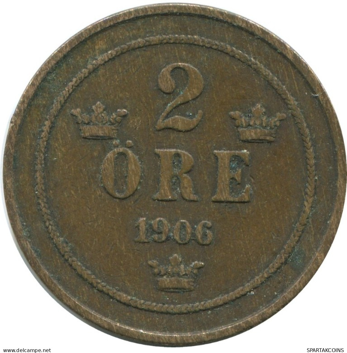 2 ORE 1906 SCHWEDEN SWEDEN Münze #AD017.2.D.A - Zweden
