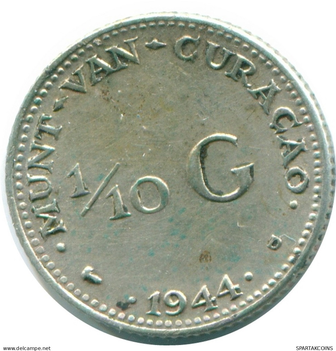 1/10 GULDEN 1944 CURACAO Netherlands SILVER Colonial Coin #NL11769.3.U.A - Curacao