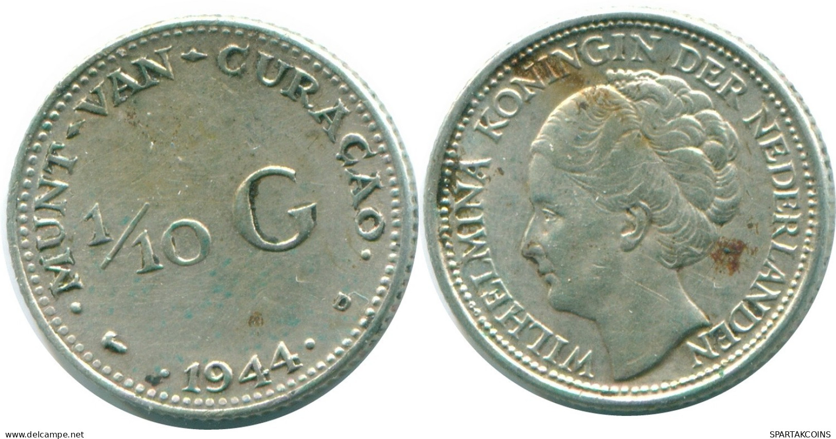 1/10 GULDEN 1944 CURACAO Netherlands SILVER Colonial Coin #NL11769.3.U.A - Curaçao