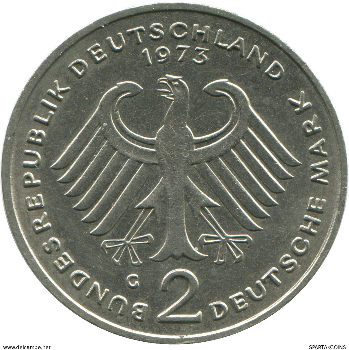 2 DM 1973 G WEST & UNIFIED GERMANY Coin #DE10391.5.U.A - 2 Mark