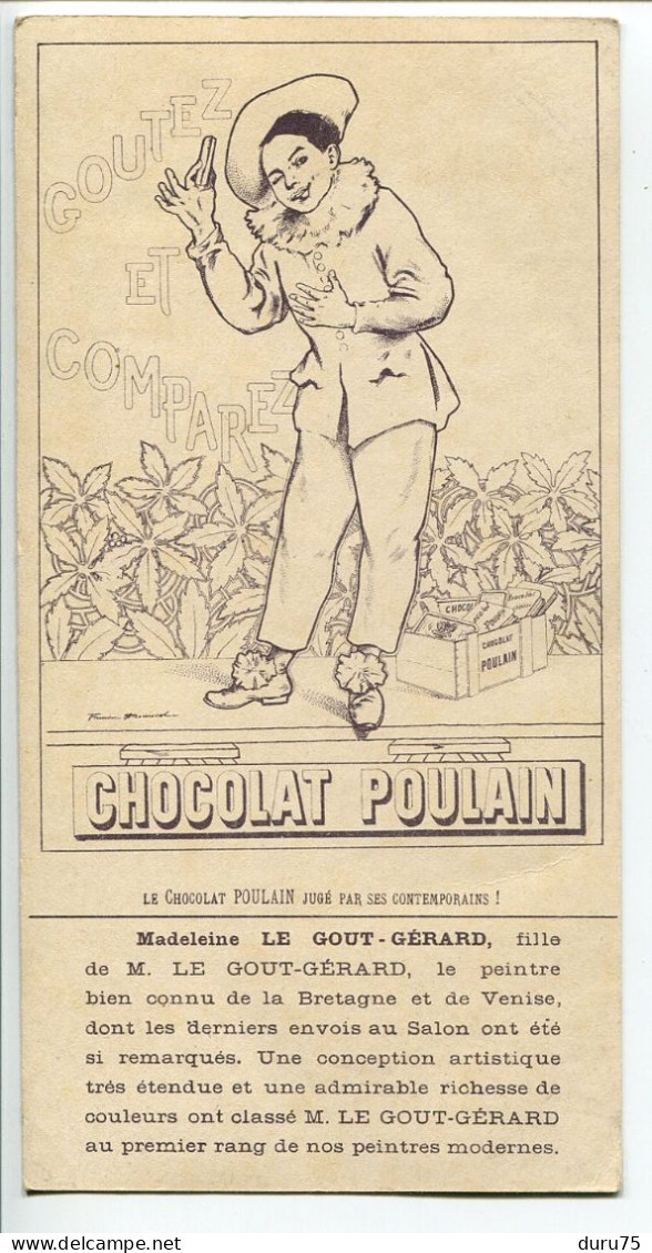 CHROMO Chocolat POULAIN Grand Format 9,20 X 18 Cm Chien Mordant Robe  * Madeleine Fille De LE GOUT GÉRARD Peintre - Poulain