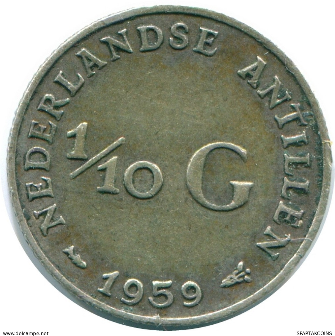 1/10 GULDEN 1959 ANTILLAS NEERLANDESAS PLATA Colonial Moneda #NL12240.3.E.A - Antilles Néerlandaises