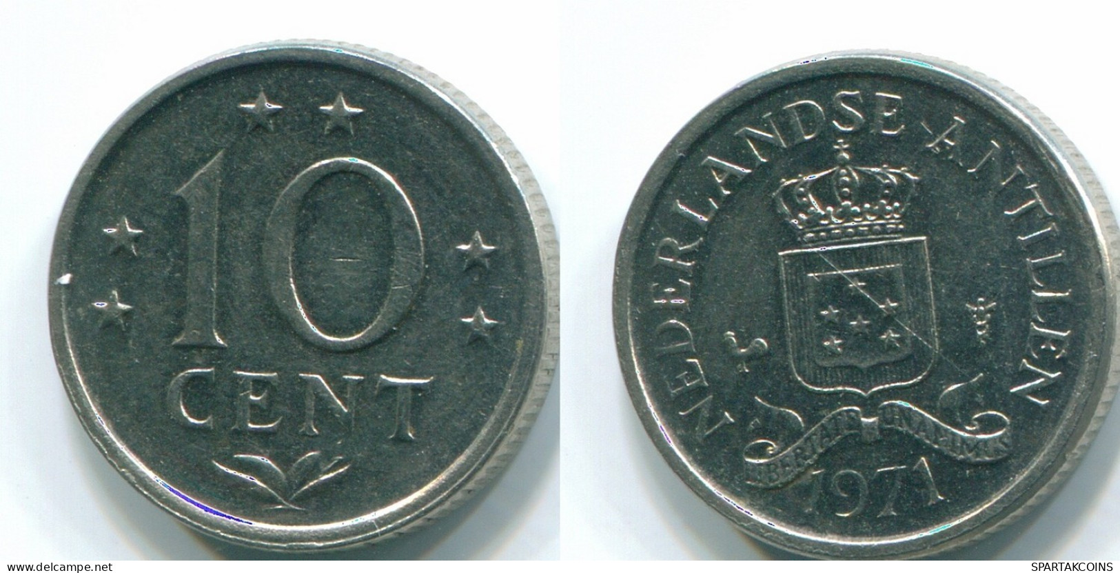 10 CENTS 1971 ANTILLES NÉERLANDAISES Nickel Colonial Pièce #S13467.F.A - Nederlandse Antillen