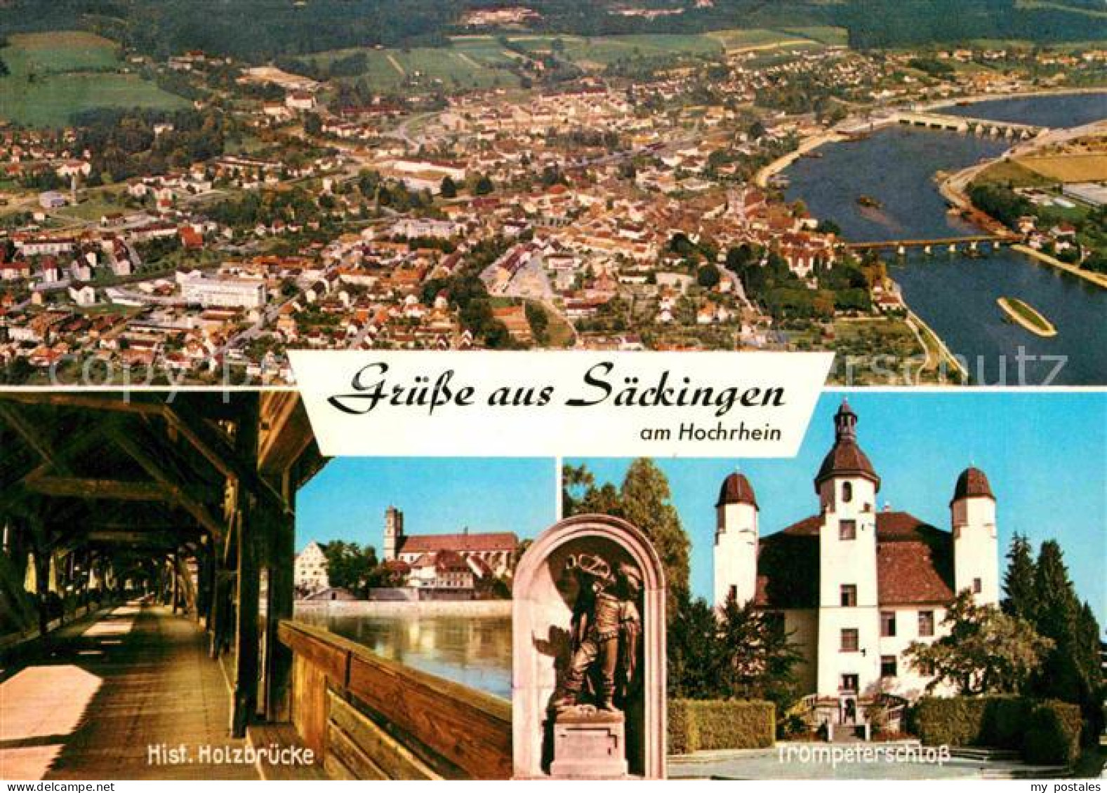 72724240 Bad Saeckingen Am Hochrhein Fliegeraufnahme Historische Holzbruecke Tro - Bad Säckingen