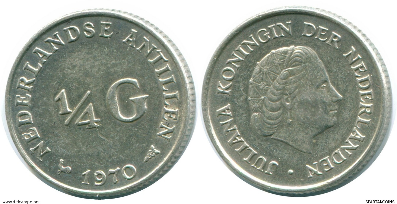 1/4 GULDEN 1970 NIEDERLÄNDISCHE ANTILLEN SILBER Koloniale Münze #NL11632.4.D.A - Nederlandse Antillen