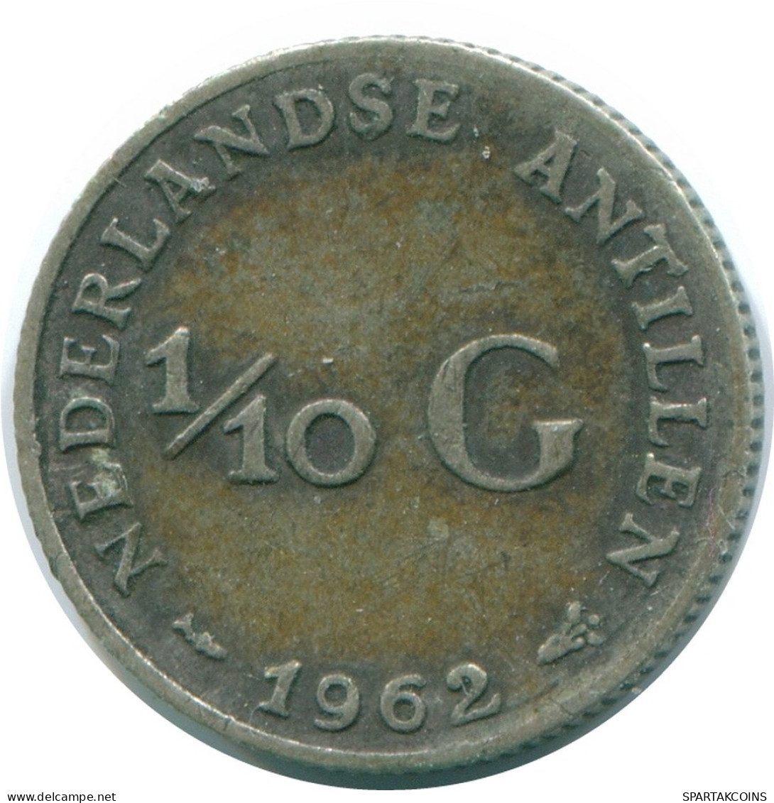 1/10 GULDEN 1962 NIEDERLÄNDISCHE ANTILLEN SILBER Koloniale Münze #NL12444.3.D.A - Netherlands Antilles