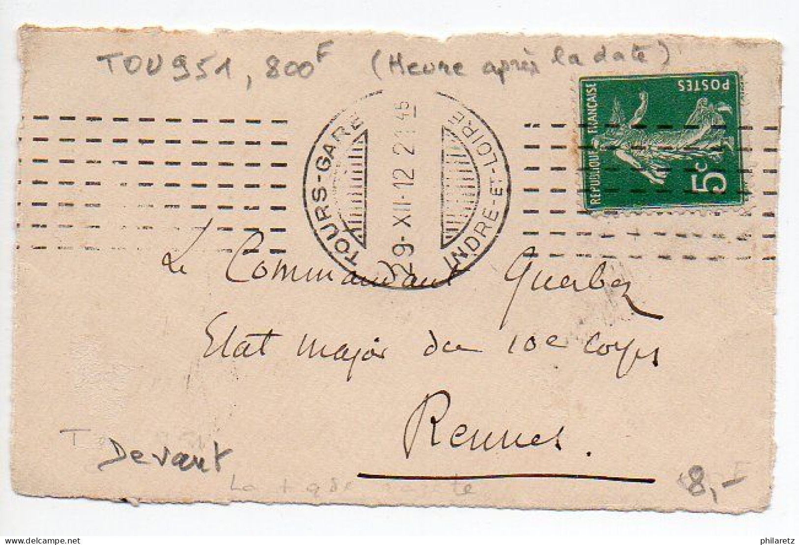 Flamme Dreyfuss TOU951 - Chambon De Tours Gare Sur DEVANT De Lettre - Heure Et Non * Après La Date - Mechanical Postmarks (Advertisement)