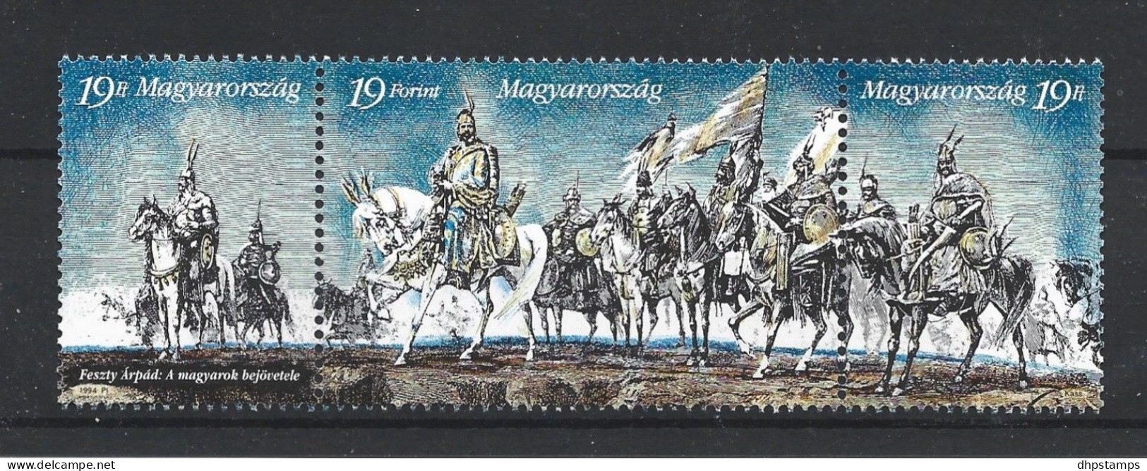 Hungary 1994 Hungarian Conquest Centenary Strip Y.T. 3456/3458 ** - Ungebraucht