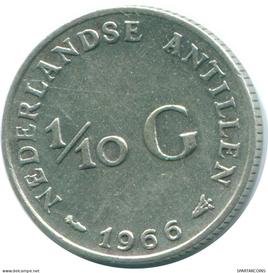 1/10 GULDEN 1966 ANTILLES NÉERLANDAISES ARGENT Colonial Pièce #NL12786.3.F.A - Netherlands Antilles