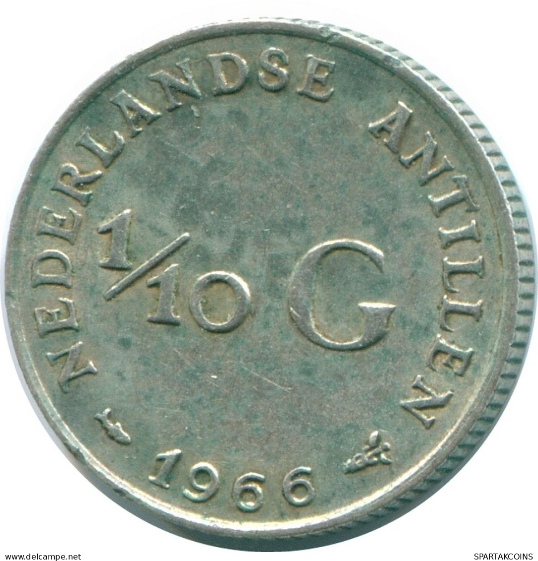 1/10 GULDEN 1966 NETHERLANDS ANTILLES SILVER Colonial Coin #NL12868.3.U.A - Netherlands Antilles