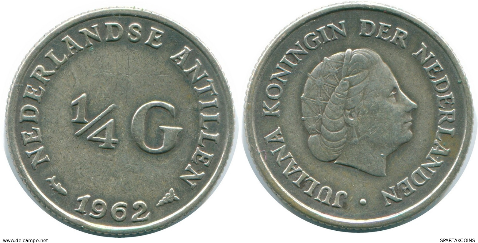 1/4 GULDEN 1962 NETHERLANDS ANTILLES SILVER Colonial Coin #NL11167.4.U.A - Antilles Néerlandaises