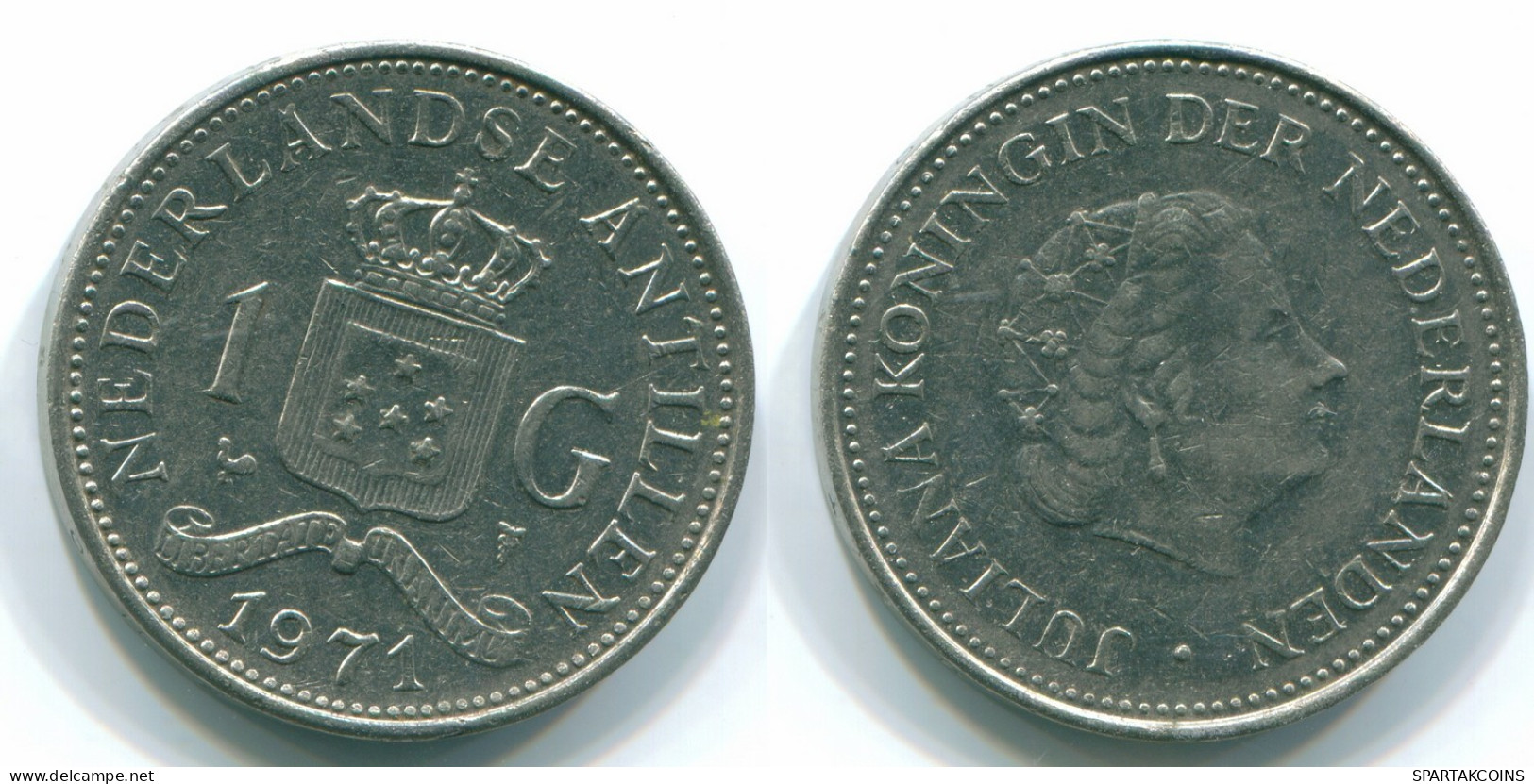 1 GULDEN 1971 NETHERLANDS ANTILLES Nickel Colonial Coin #S11955.U.A - Antilles Néerlandaises