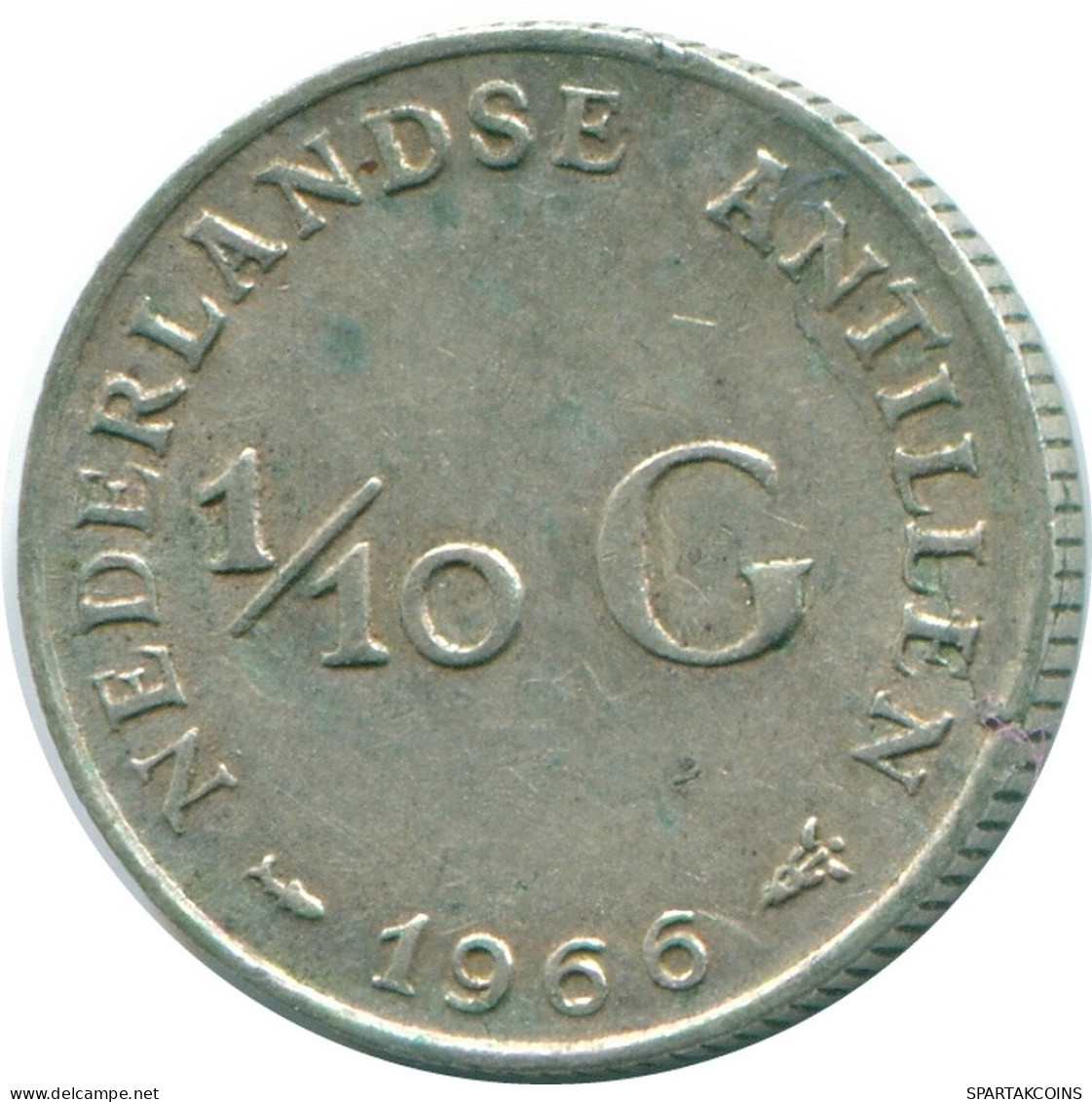 1/10 GULDEN 1966 ANTILLES NÉERLANDAISES ARGENT Colonial Pièce #NL12778.3.F.A - Antilles Néerlandaises