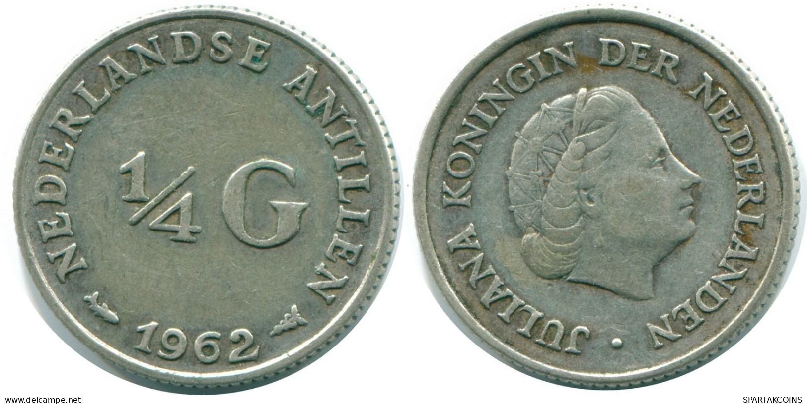 1/4 GULDEN 1962 NIEDERLÄNDISCHE ANTILLEN SILBER Koloniale Münze #NL11135.4.D.A - Niederländische Antillen