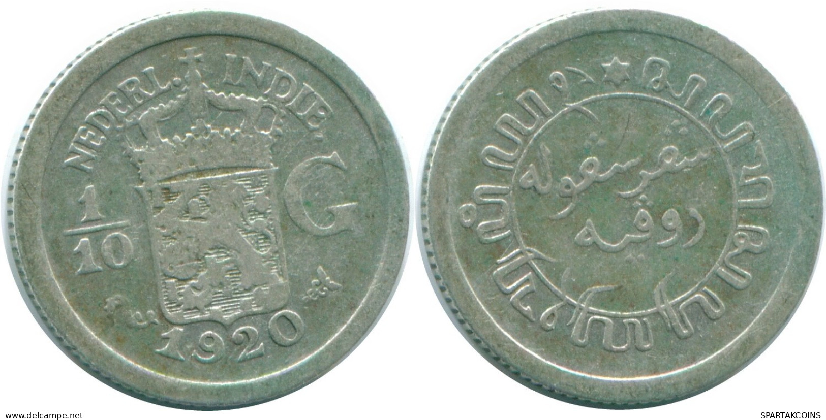 1/10 GULDEN 1920 NIEDERLANDE OSTINDIEN SILBER Koloniale Münze #NL13361.3.D.A - Niederländisch-Indien