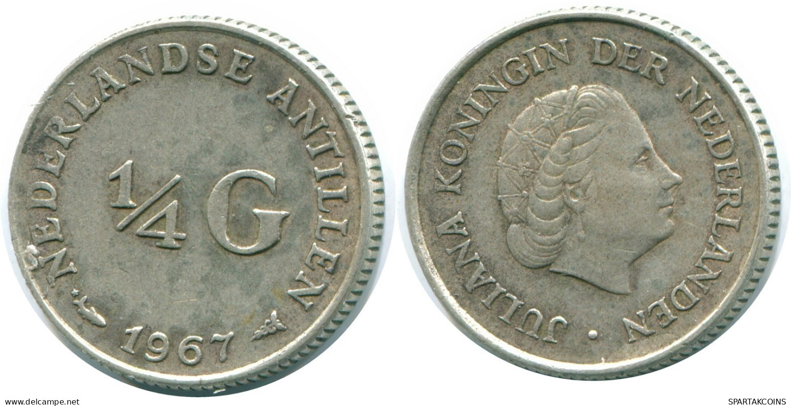 1/4 GULDEN 1967 NETHERLANDS ANTILLES SILVER Colonial Coin #NL11561.4.U.A - Netherlands Antilles