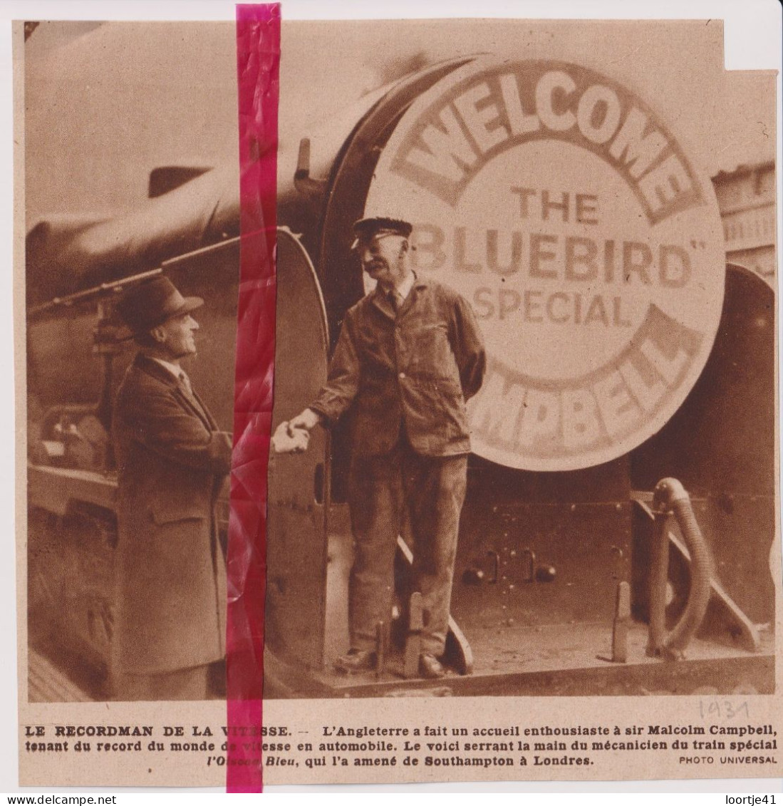 Southhampton - Malcolm Cambell Recordman De Vitesse - Orig. Knipsel Coupure Tijdschrift Magazine - 1931 - Ohne Zuordnung