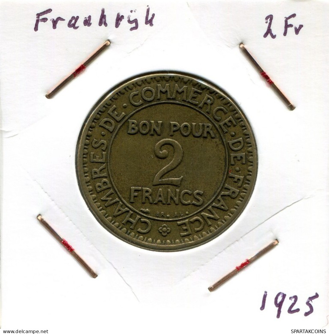 2 FRANCS 1925 FRANCIA FRANCE Moneda #AM588.E.A - 2 Francs