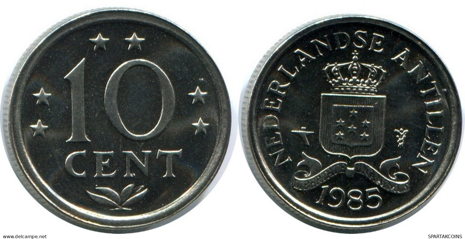 10 CENTS 1985 ANTILLAS NEERLANDESAS (From BU Mint Set) Moneda #AH114.E.A - Antillen (Niederländische)