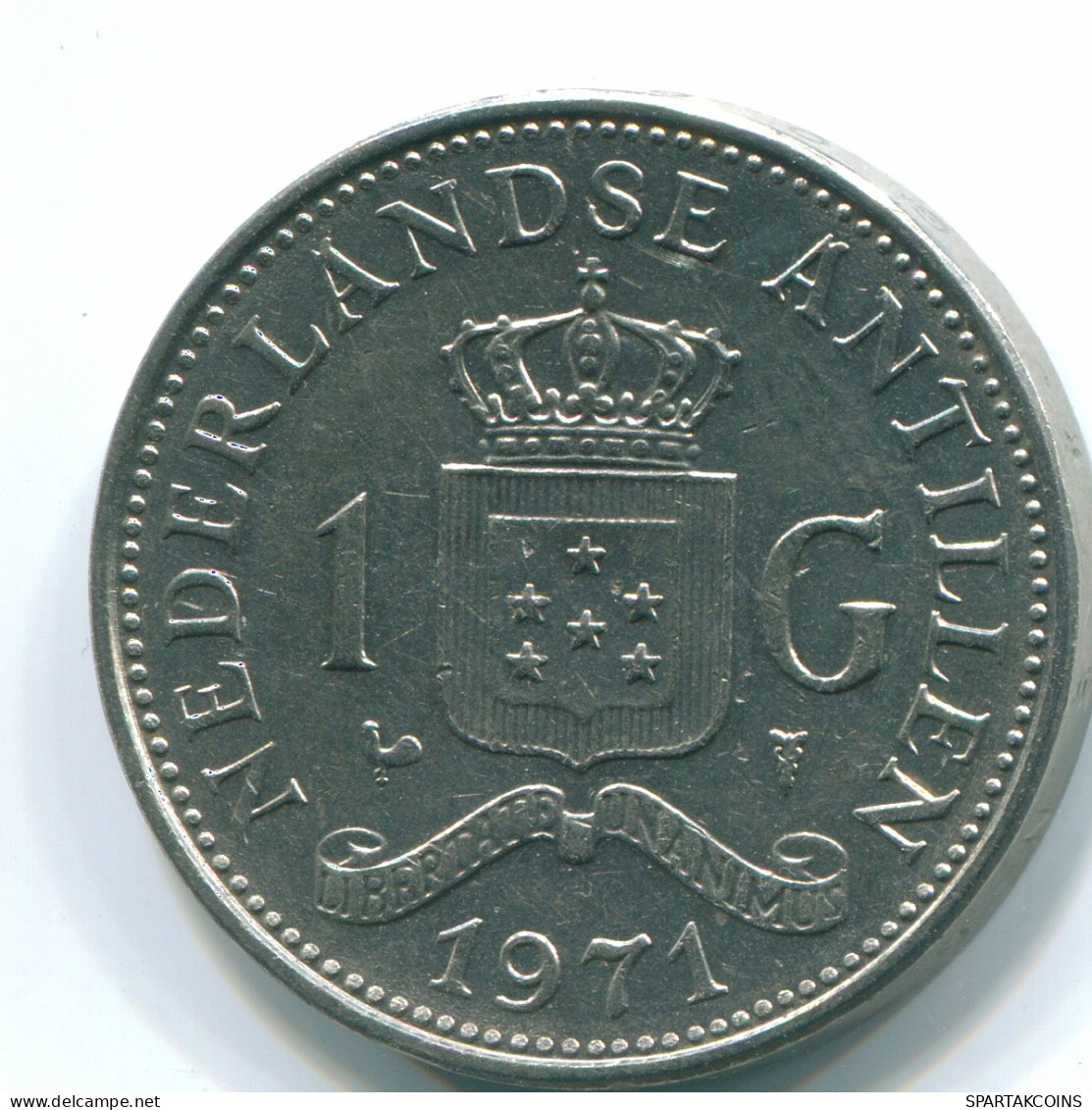1 GULDEN 1971 ANTILLES NÉERLANDAISES Nickel Colonial Pièce #S11975.F.A - Nederlandse Antillen