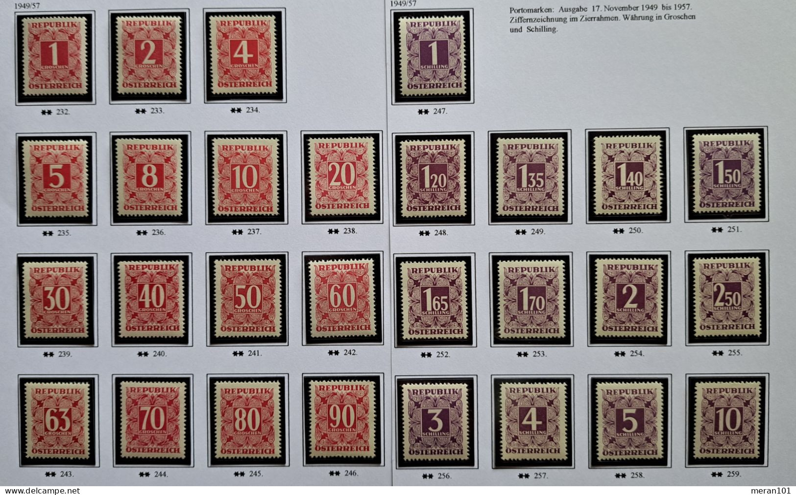Österreich PORTO 1949/1957, Mi 232-59 MNH(postfrisch) - Strafport
