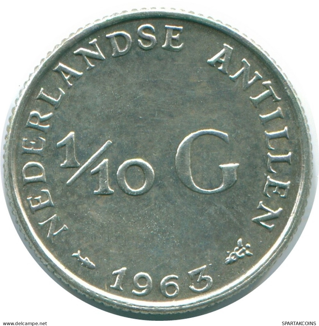 1/10 GULDEN 1966 ANTILLAS NEERLANDESAS PLATA Colonial Moneda #NL12824.3.E.A - Antillas Neerlandesas