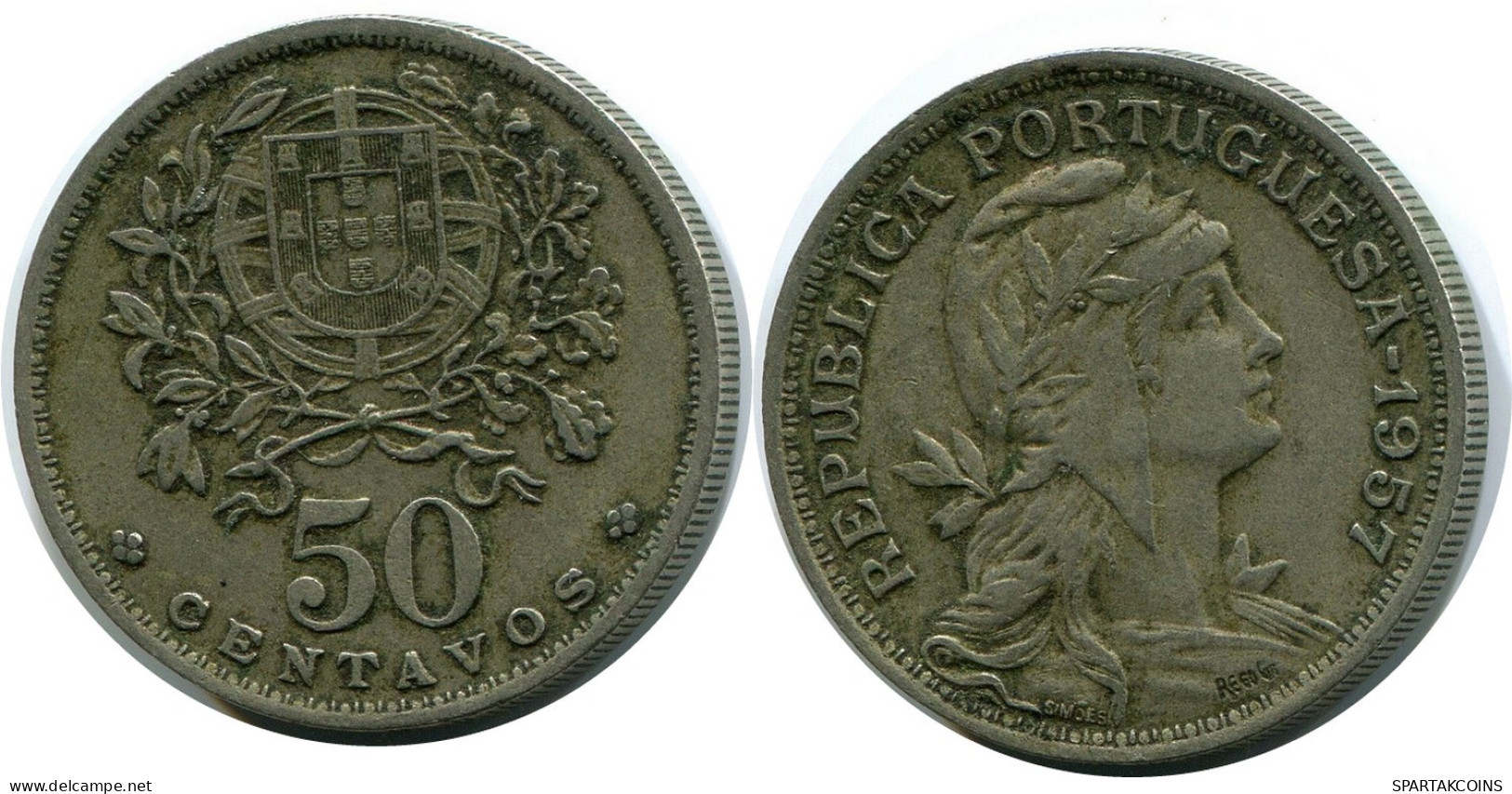 50 CENTAVOS 1957 PORTUGAL Moneda #AR107.E.A - Portogallo