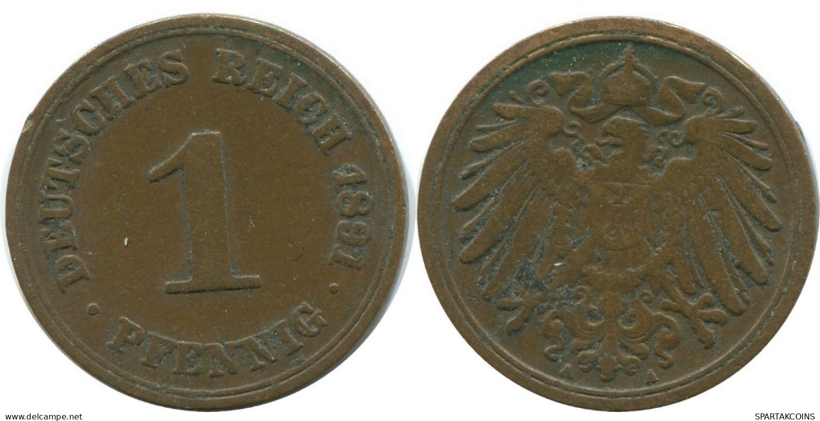 1 PFENNIG 1891 A DEUTSCHLAND Münze GERMANY #AD447.9.D.A - 1 Pfennig