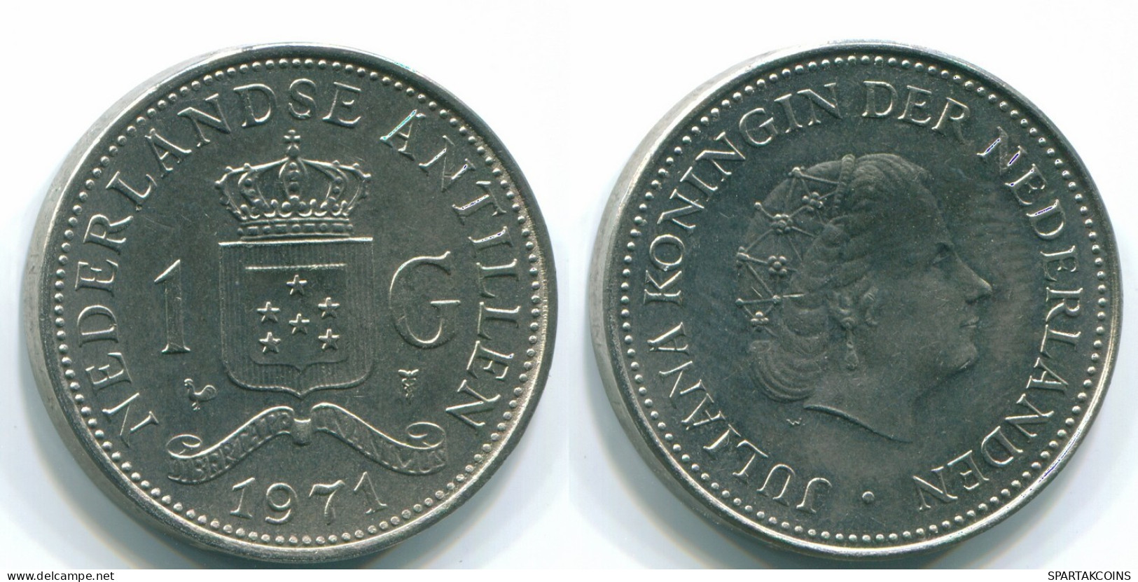 1 GULDEN 1971 ANTILLAS NEERLANDESAS Nickel Colonial Moneda #S11966.E.A - Niederländische Antillen