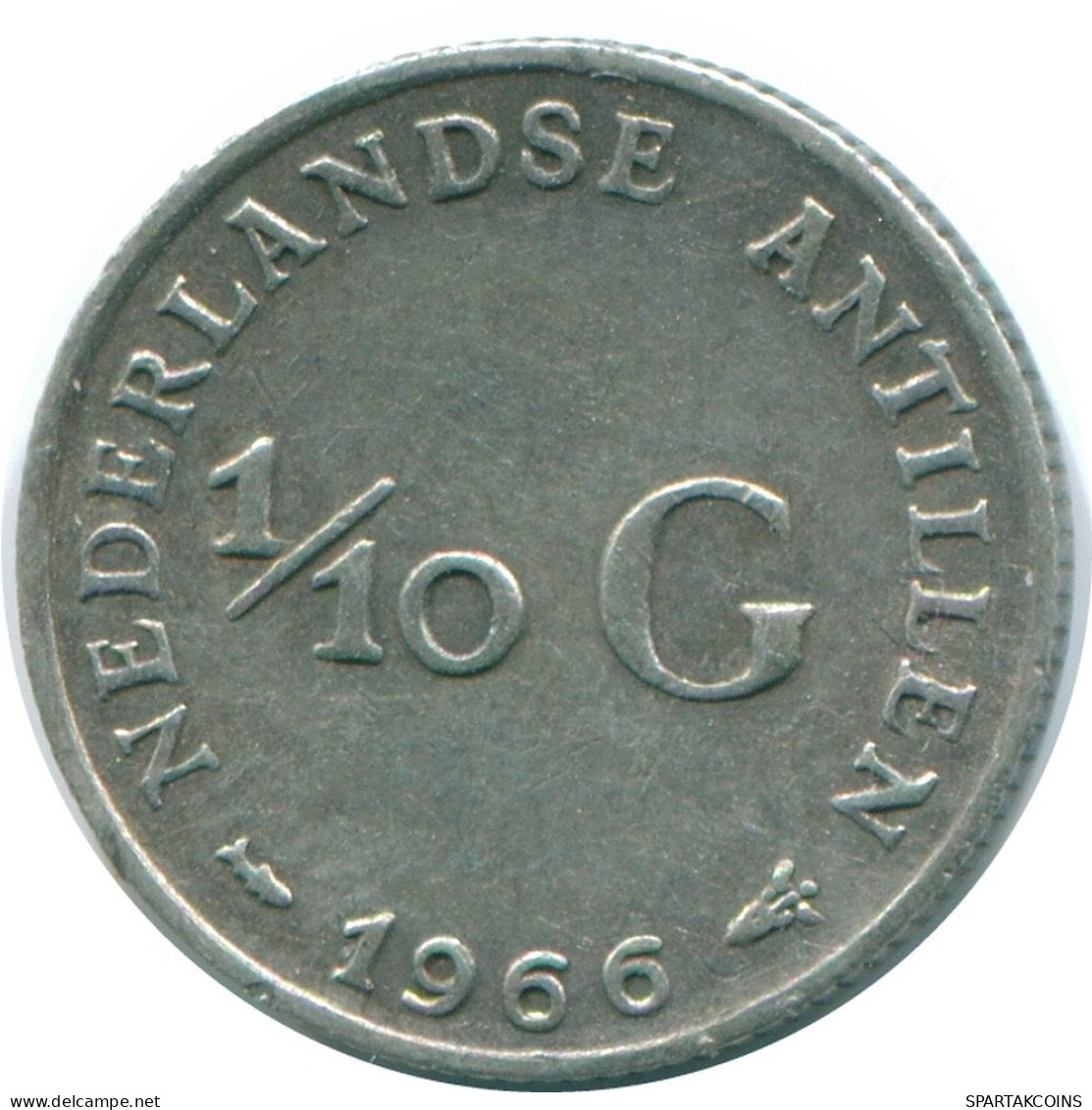 1/10 GULDEN 1966 NIEDERLÄNDISCHE ANTILLEN SILBER Koloniale Münze #NL12882.3.D.A - Niederländische Antillen