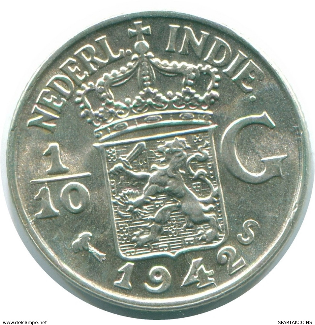 1/10 GULDEN 1942 INDIAS ORIENTALES DE LOS PAÍSES BAJOS PLATA #NL13857.3.E.A - Indes Neerlandesas