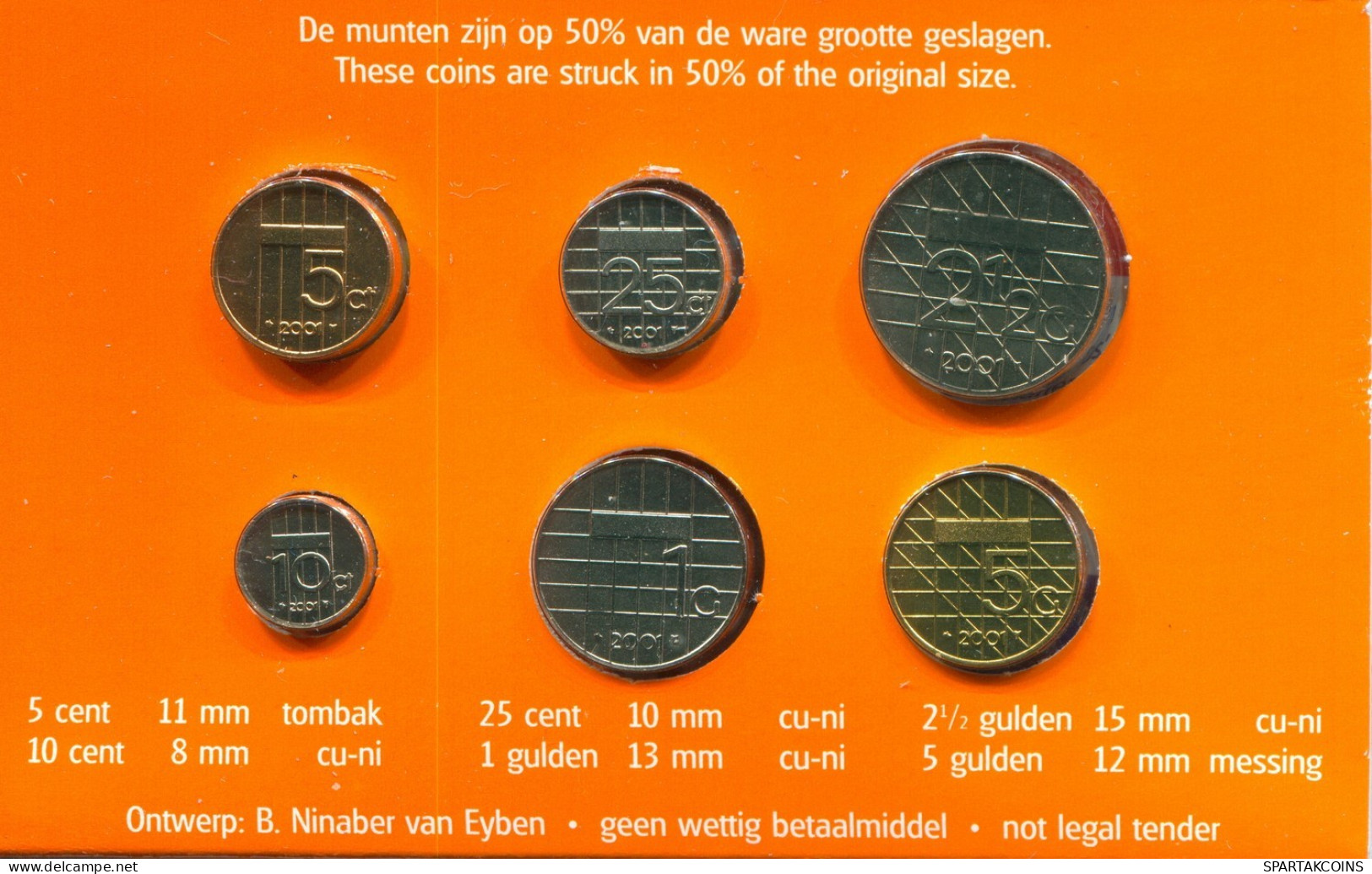 NETHERLANDS 2001 MINI COIN SET 6 Coin RARE #SET1051.7.U.A - Jahressets & Polierte Platten