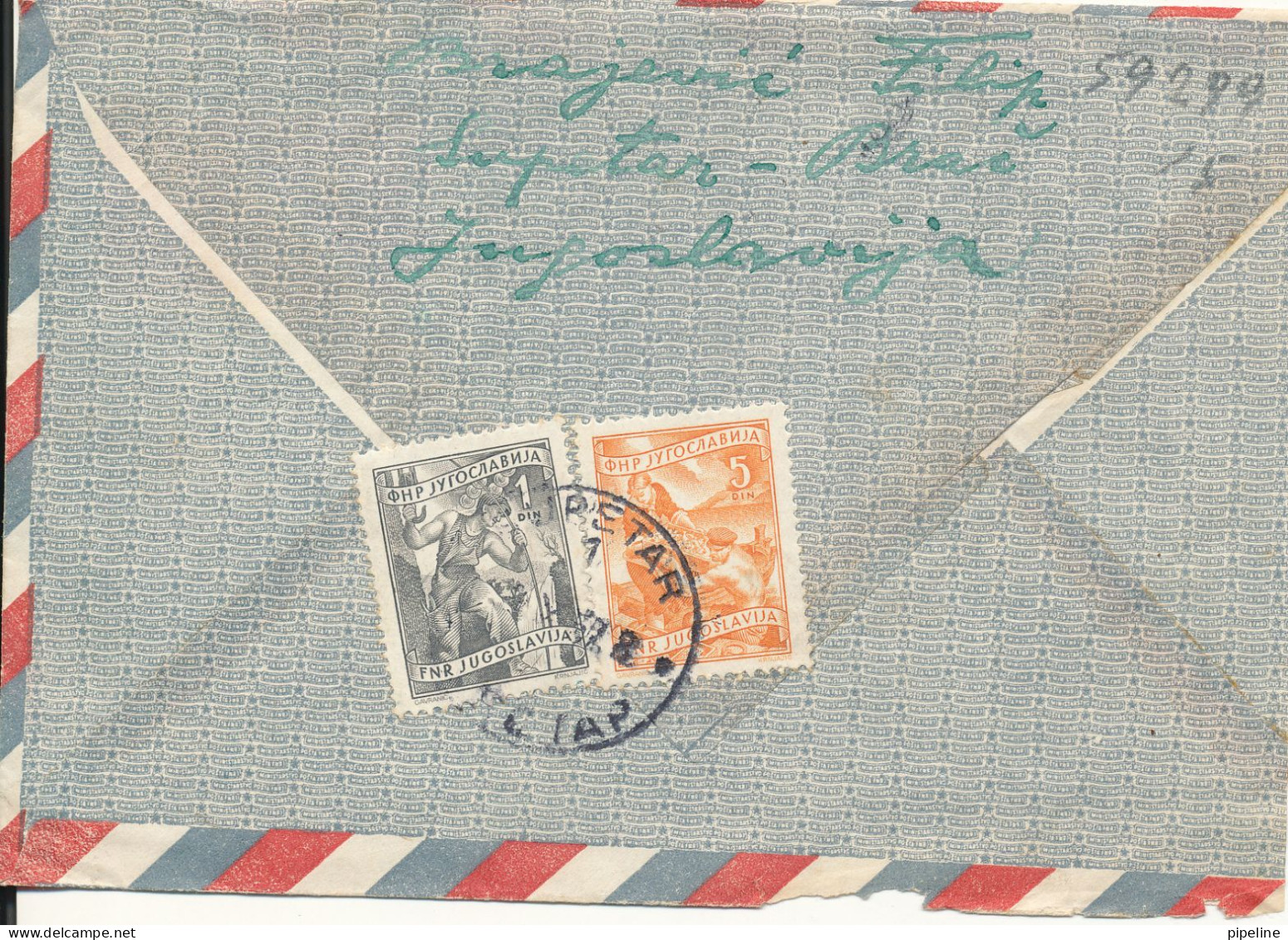 Yugoslavia Uprated Postal Stationery Sent To USA 22-10-1952 Also Stamps On The Backside Of The Cover - Postal Stationery