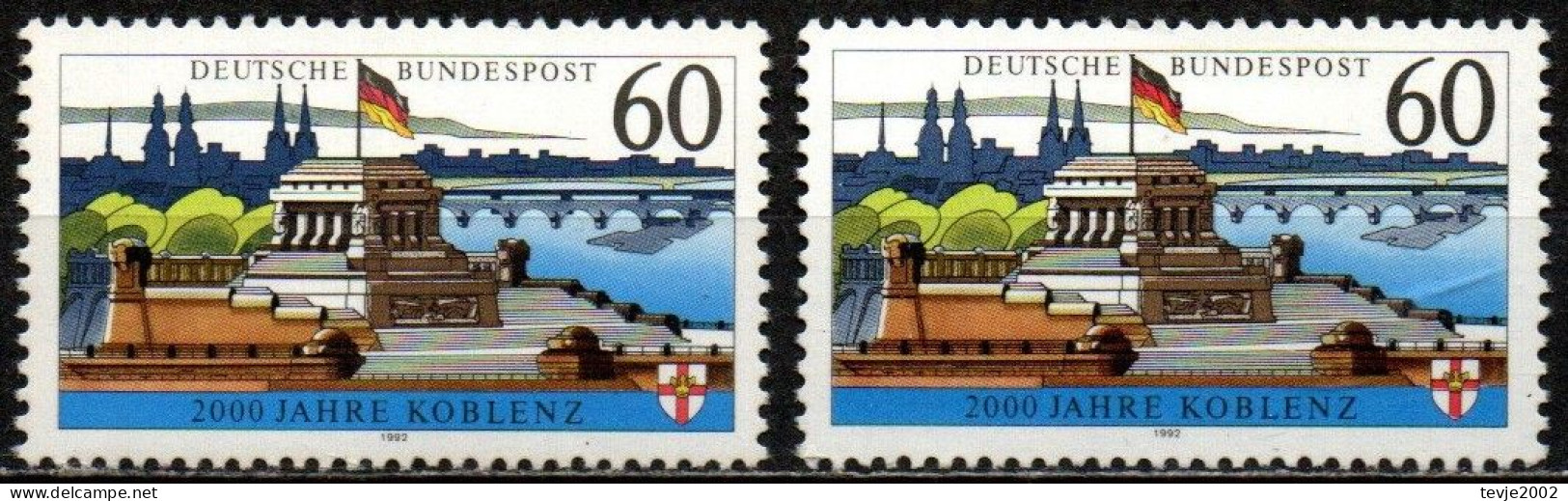 Bund 1992 - Mi.Nr. 1583 X + Y - Postfrisch MNH - Mit Und Ohne Fluoreszenz - Gebraucht