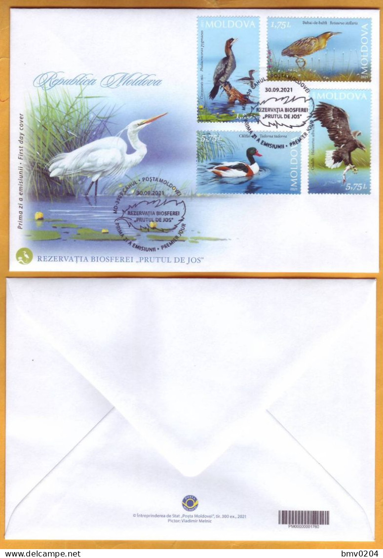 2021 Moldova Moldavie Moldau Romania  FDC  Lower Prut ”Biosphere Reserve” Birds, Fauna - Moldavie